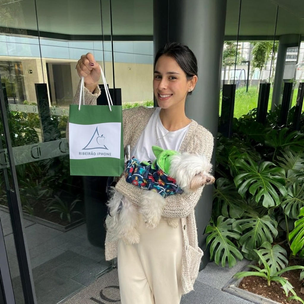 Cliente com sacola Ribeirão iPhone